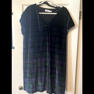 Velour VV black watch plaid dress